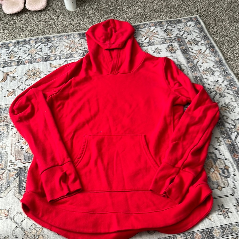 Red Hoodie, size Medium, Middle Pocket, Thumbholes, No Hood Drawstrings